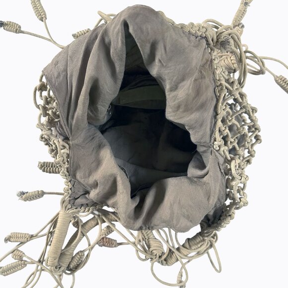 Monserat De Lucca Hobo Rope Bag Crochet Macramé Knotted Braided Tassel Boho Chic - Picture 6 of 11